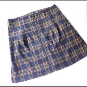 Plaid Zip Up Skirt